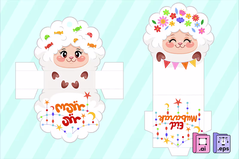 Cover image for Adorable Sheep Eid Gift Card Templates for DIY Crafts