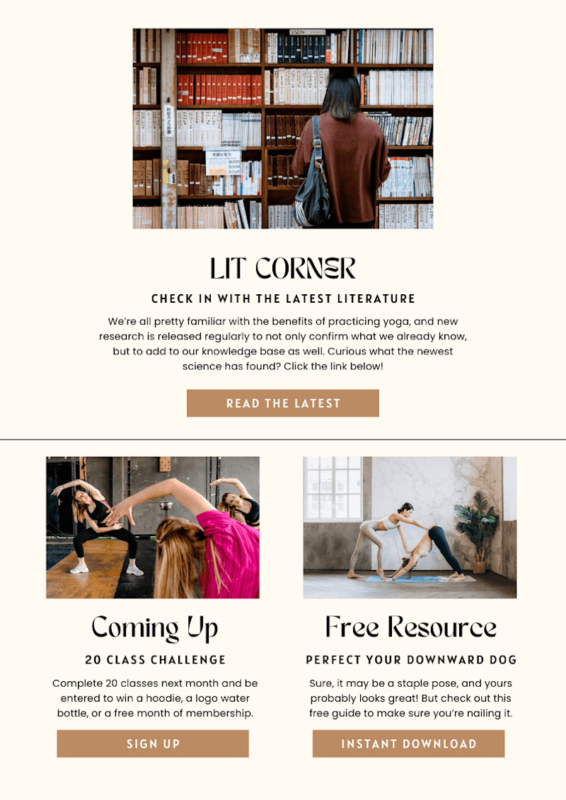 Cover image for Daily Newsletter for Yoga Studio