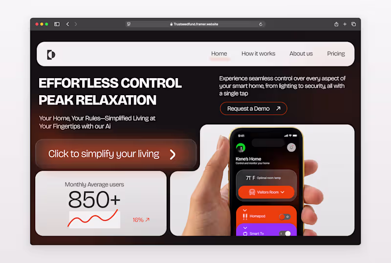 Cover image for SmartHome App Landing Page Design