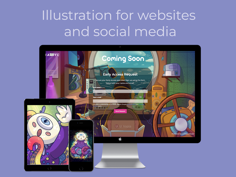 Cover image for 2D Illustrations for social media/web sites/print/posters
