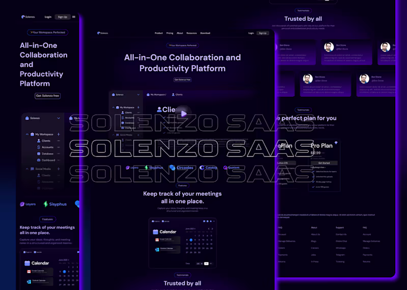 Cover image for Solenzo | SAAS website landing page Responsive :: Behance