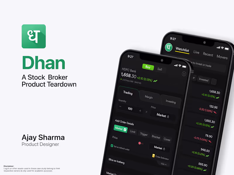 Cover image for Dhan -  Stock Broker Teardown and Strategy Development