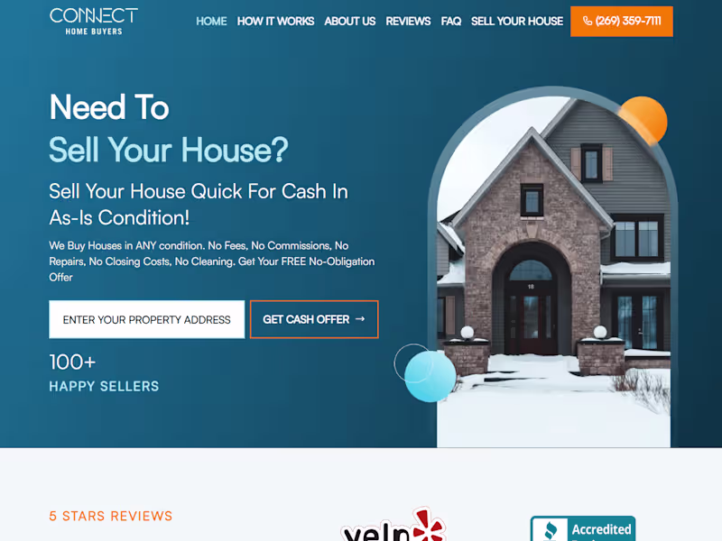 Cover image for Connect Home Buyers LLC | Wholesale Real Estate Business Website