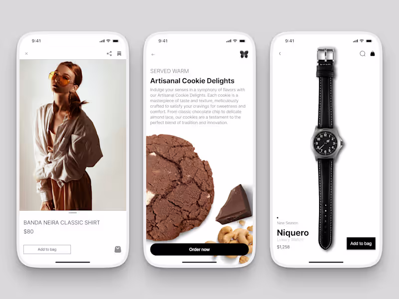 Cover image for eCommerce app UI Kit The design is characterized by its mode...