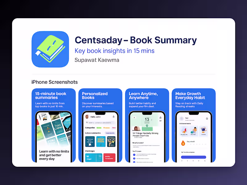 Cover image for Centsaday - Book Summary Android iOS App