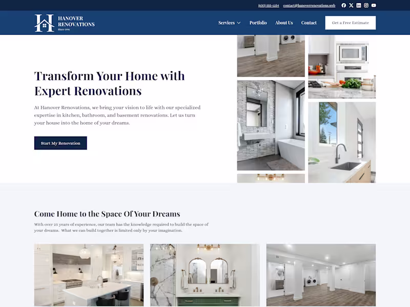 Cover image for Custom Website Template for Hanover Renovations