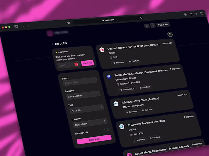 Cover image for Development of Kardow.com Job Board Builder Platform