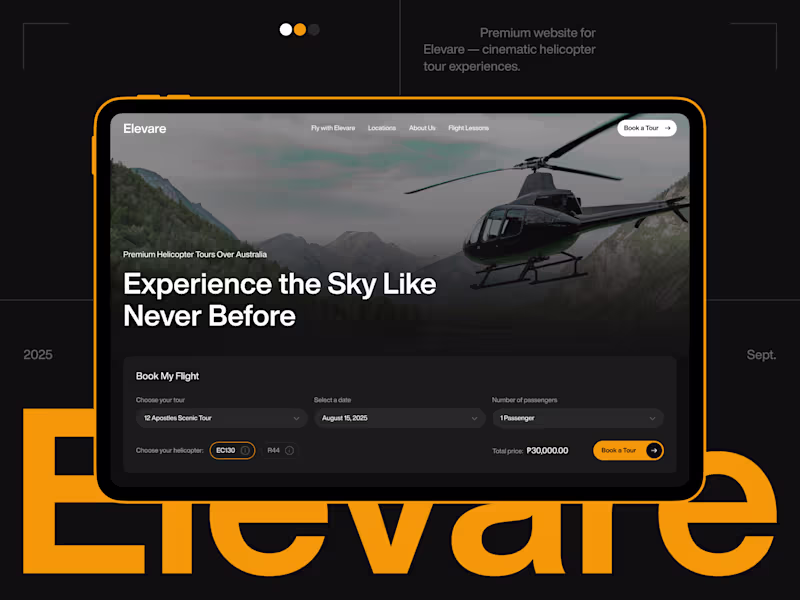 Cover image for Luxury Travel Website UI/UX for Helicopter Tour Experiences