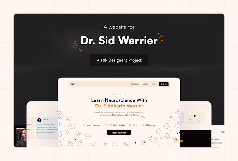 Cover image for Landing page design for Dr. Siddharth Warrier