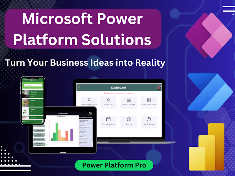 Cover image for Microsoft Power Apps , Power Automate, and Power Bi Solutions