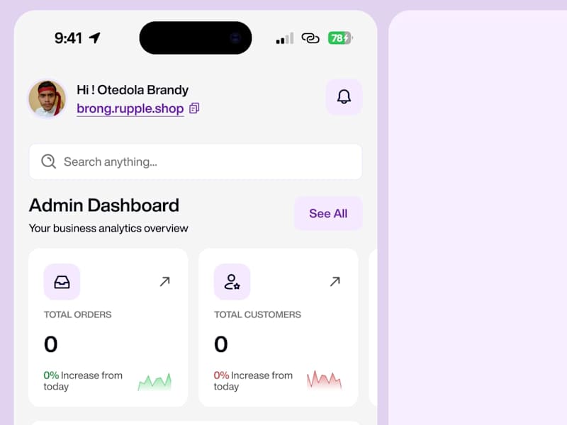 Cover image for Home screen UI for a management app (Store Inventory, CRM)