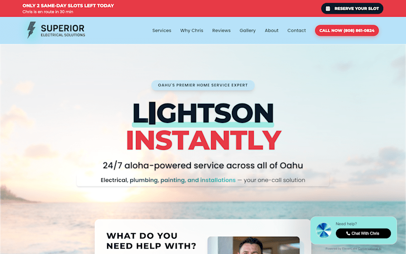 Cover image for Hawaiian Electrician Identity: Branding + AI Receptionist
