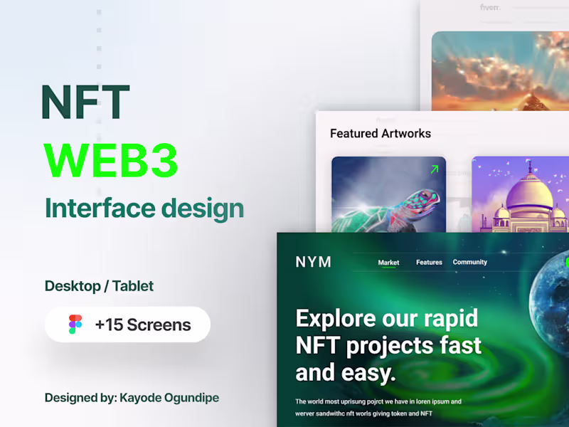 Cover image for UI/UX Design for a Web3 NFT Platform I designed the UI/UX fo...