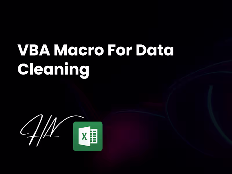 Cover image for VBA Macro for Data Cleaning