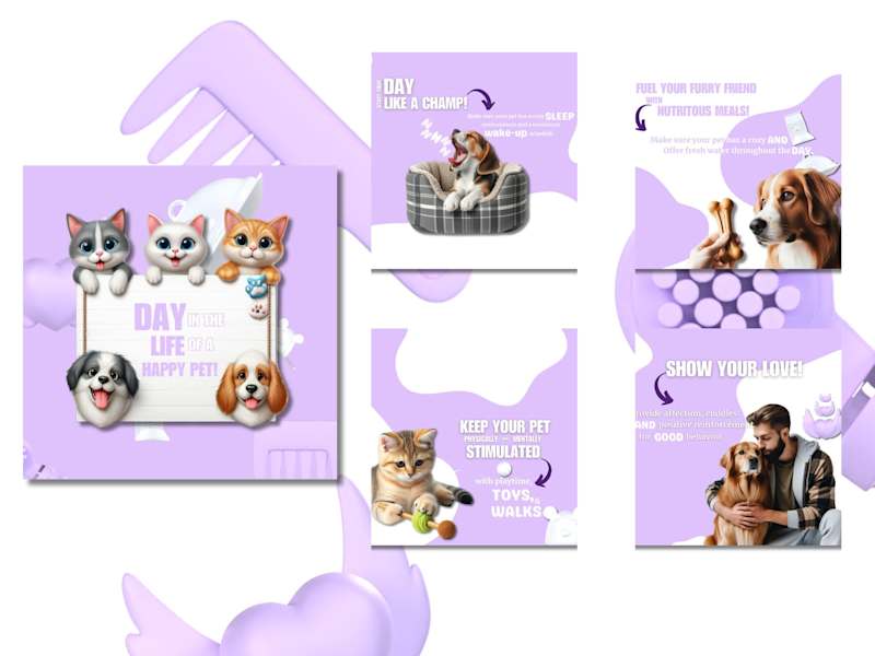 Cover image for Day in the Life of a Happy Pet - Instagram Carousel
