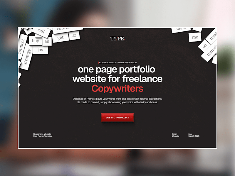 Cover image for One-page Portfolio Template for Framer Marketplace