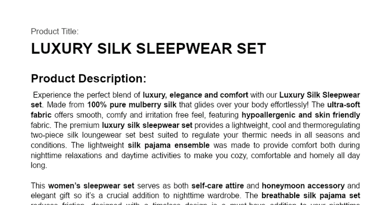 Cover image for Luxury Sleepwear Set