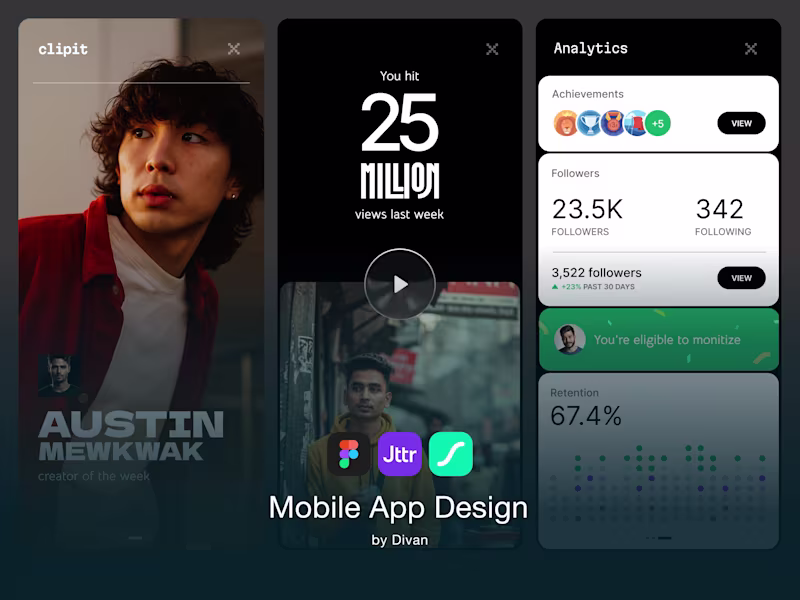Cover image for Complete Mobile App UI/UX Design • Figma