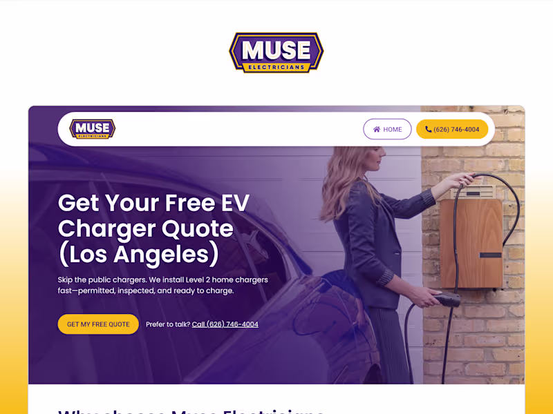 Cover image for Muse Electricians Landing Page Design