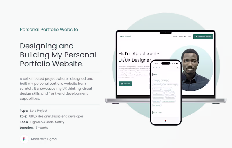 Cover image for Personal Portfolio Website – UX-Focused Design & Build