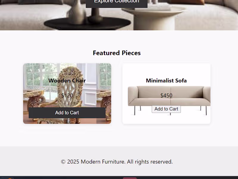 Cover image for Personal project Furniture Website