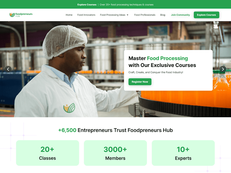 Cover image for Foodpreneurshub website (Figma design)