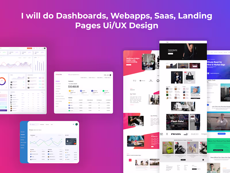 Cover image for I will design webapp dashboard and saas landing page ui ux figma