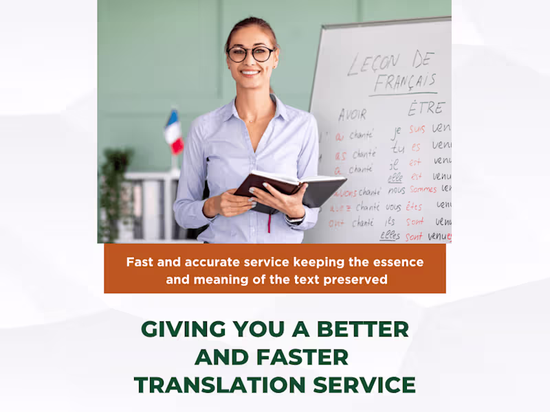Cover image for English to French Translation Service-Fast and Accurate 