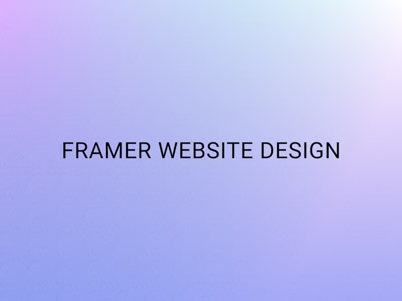 Cover image for Framer Website Design