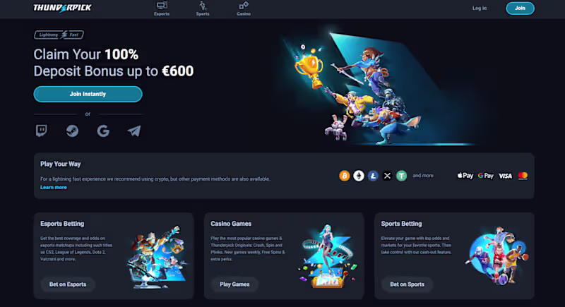 Cover image for Thunderpick is a modern crypto esports betting site & casino...
