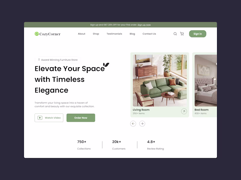 Cover image for CozyCorner: A Furniture Shop Website