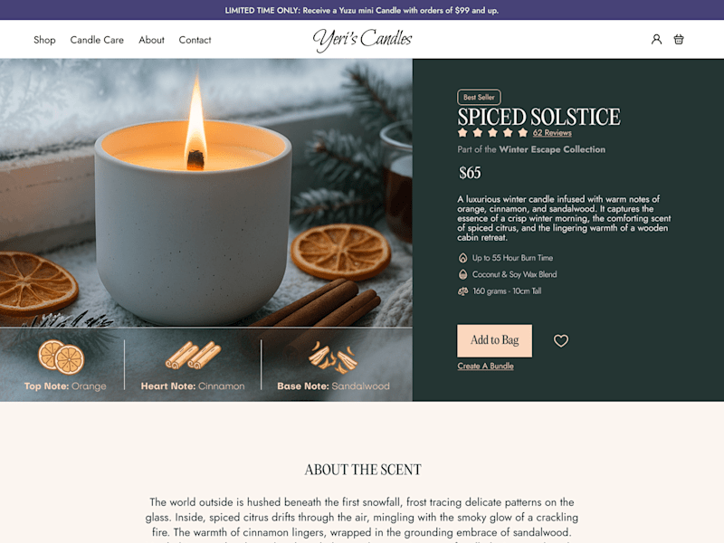 Cover image for Yeri's Candles E-commerce page