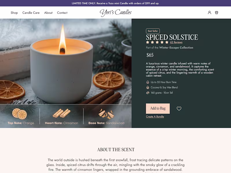 Cover image for Yeri's Candles E-commerce page