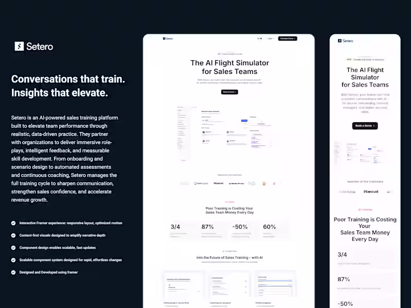 Cover image for Setero — AI-Powered Sales Training Platform for Modern Teams