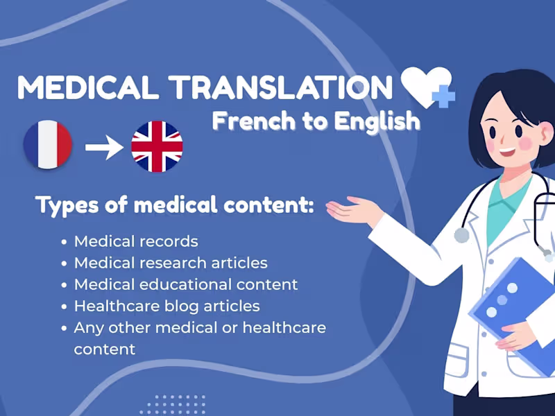 Cover image for French to English medical translation