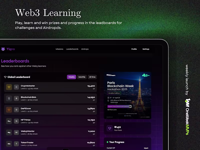 Cover image for Tigra Web3 Learning Platform MVP Development