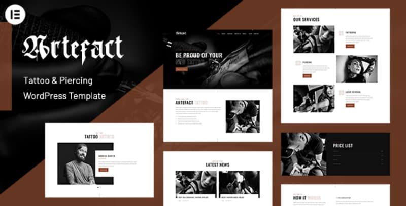 Cover image for Artefact - Elementor Tattoo Piercing Studio WordPress Theme