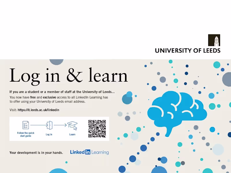 Cover image for LinkedIn Learning for the University of Leeds.