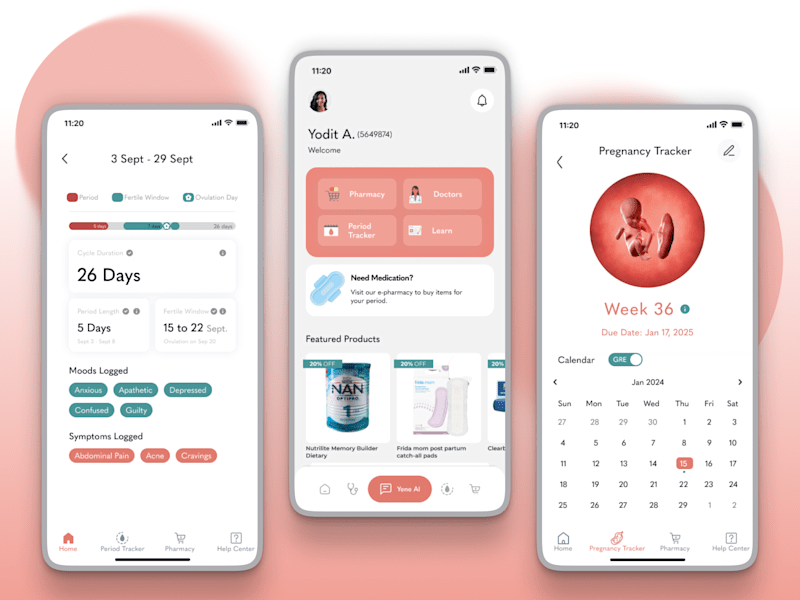 Cover image for Health tracking and learning app designed for African women