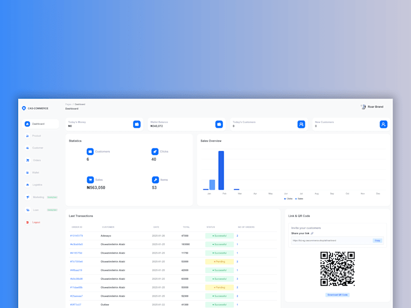 Cover image for Web App Development for Cas Commerce Merchant Dashboard