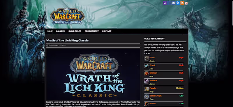 Cover image for Website For World of Warcraft Guild 