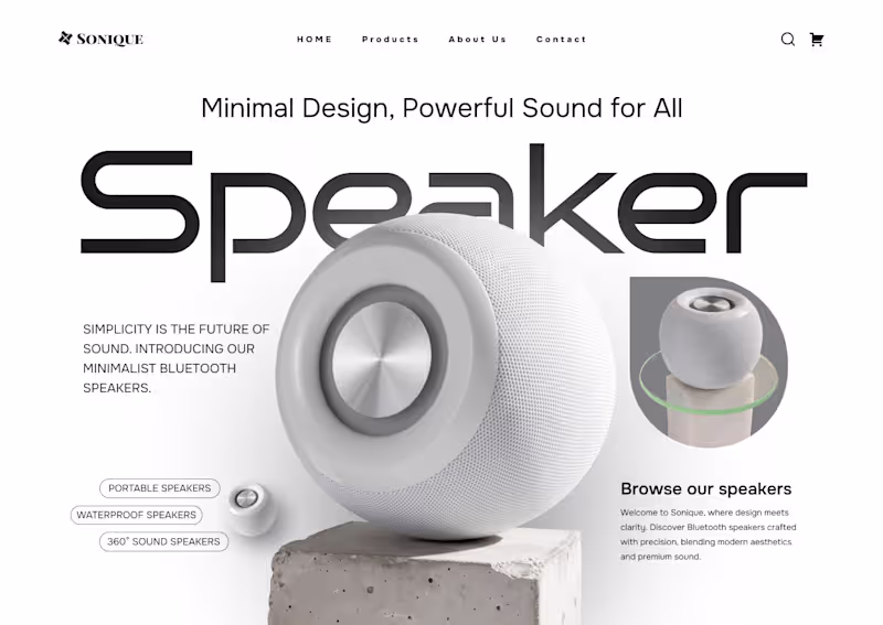 Cover image for Sonique – Minimalist Bluetooth Speaker Web Design Concept So...