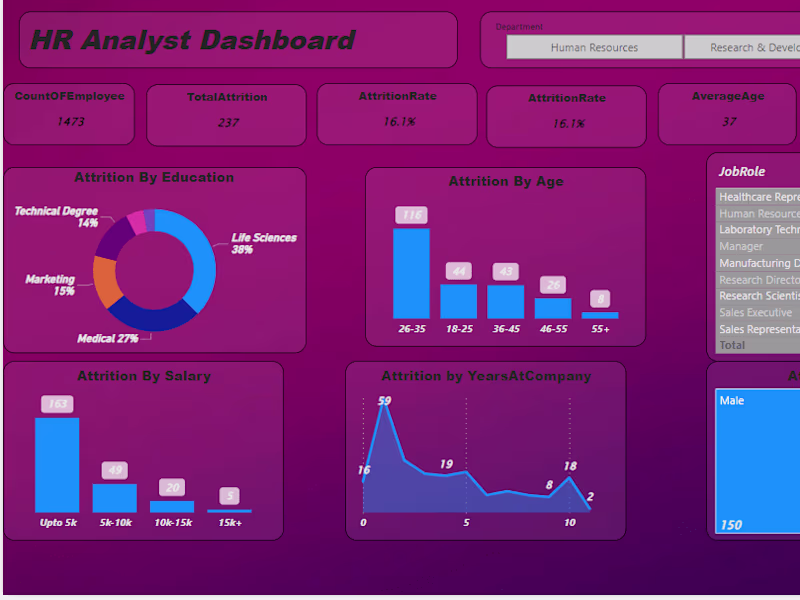 Cover image for HR Analyst Dashboard Power