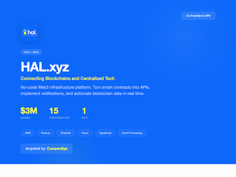 Cover image for HAL.xyz — Web3 Automation Platform (Co-Founder)