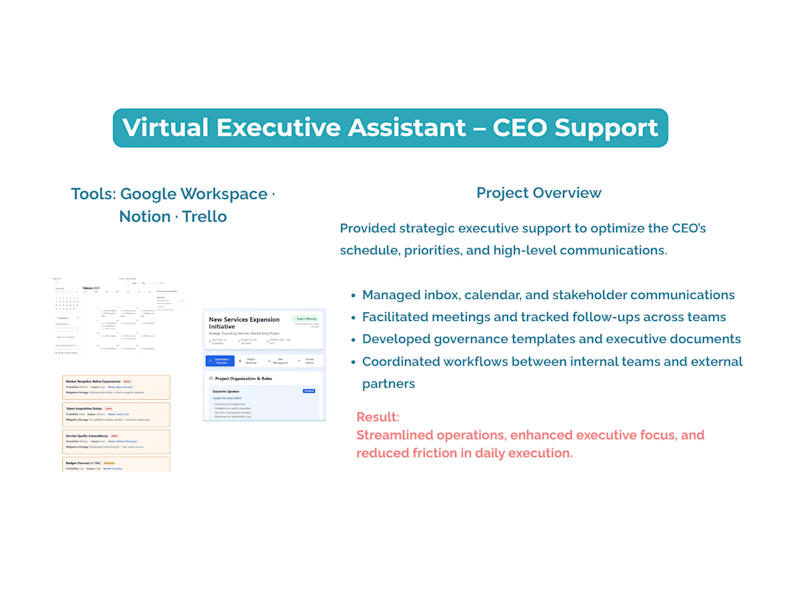 Cover image for Strategic Executive Assistant to CEO – Operational Optimization