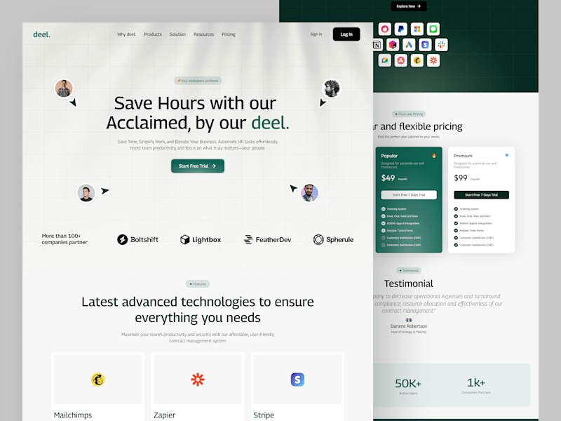 Cover image for SaaS Landing Page Design - deel.