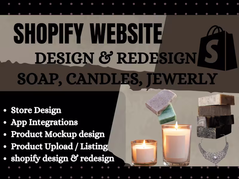Cover image for I will build shopify website store handmade soap candles jewelry