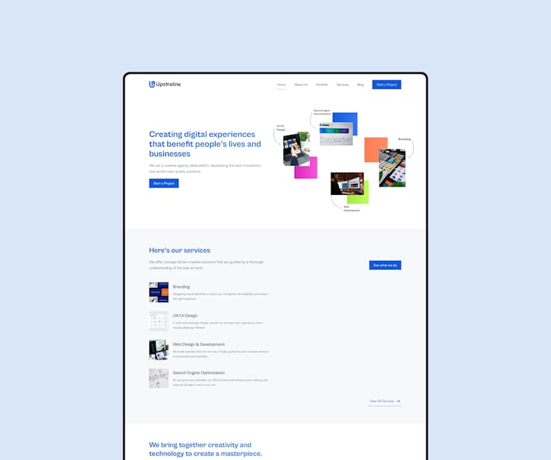Cover image for Upstraline Creative – Modern Agency Website