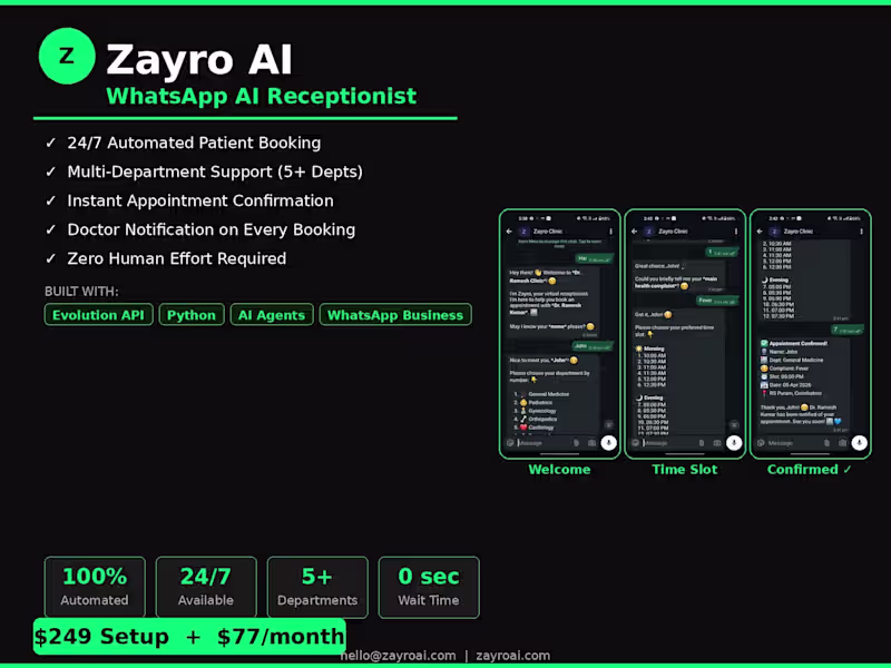 Cover image for AI WhatsApp Receptionist for Clinics & Businesses