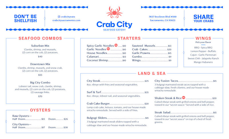 Cover image for Crab City Restaurant Menu Design